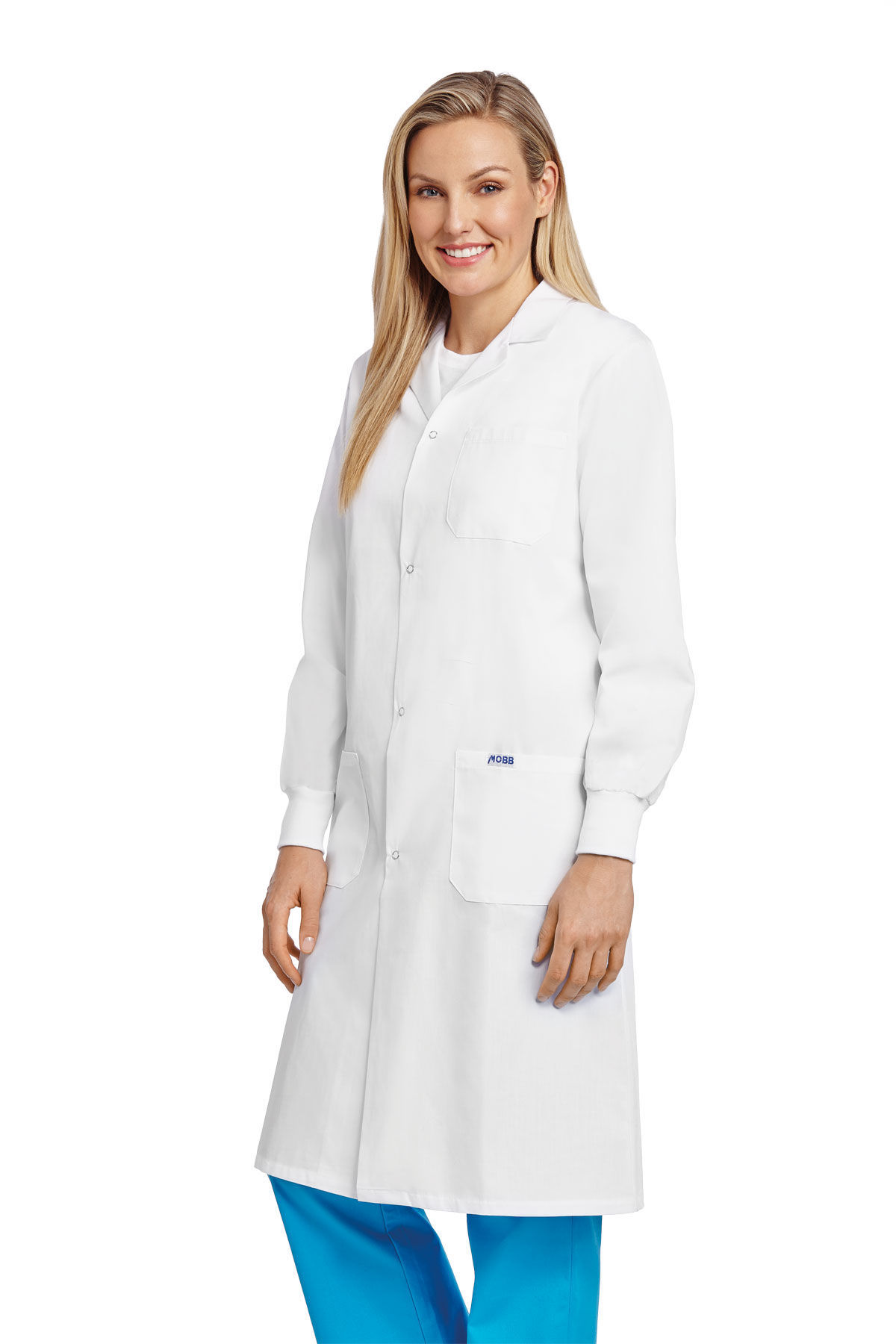 Picture of Full Length Unisex Snap Lab Coat With Knitted Cuffs