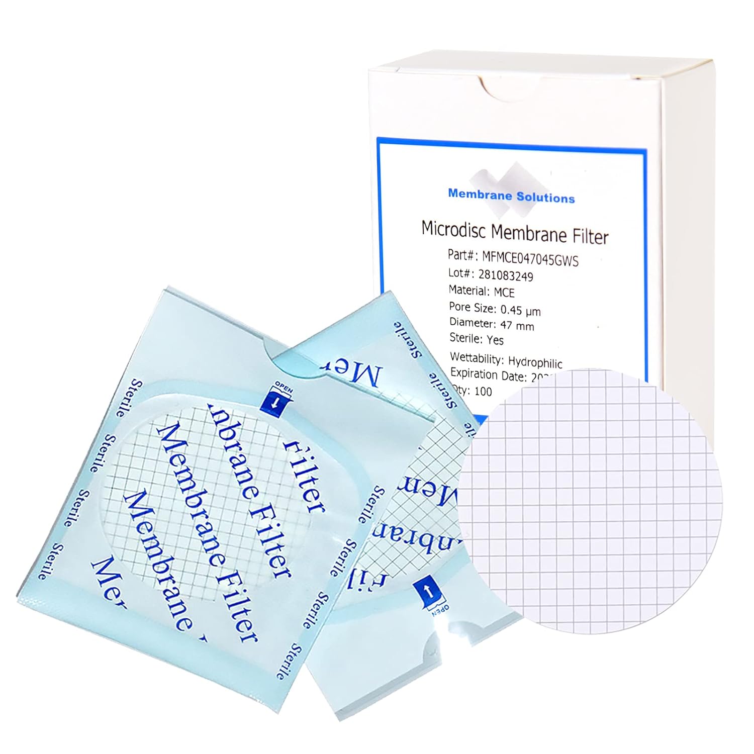 Picture of PSFiltration Gridded 0.45um 47mm Mixed Cellulose Esters (MCE) Membrane Filters